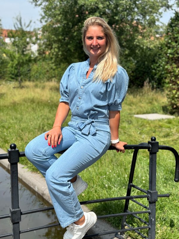 Jumpsuit light blue denim - Afbeelding 3