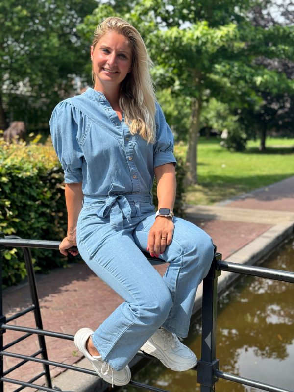 Jumpsuit light blue denim - Afbeelding 6