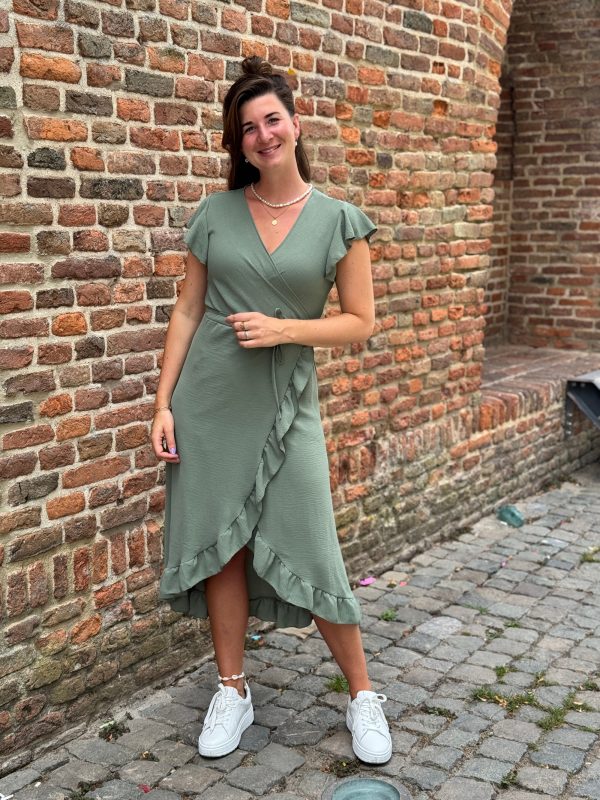 Jurk Simone olijfgroen - Afbeelding 2