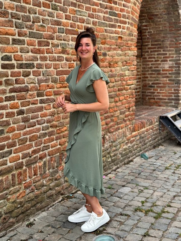 Jurk Simone olijfgroen - Afbeelding 3