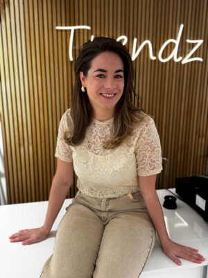 Kanten top Fleur beige