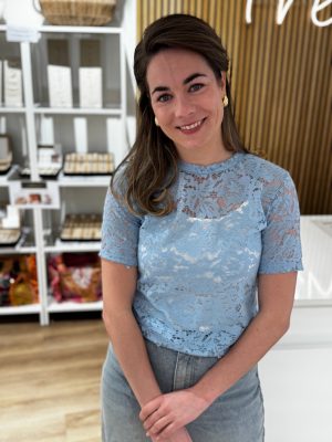 Kanten top Fleur blauw