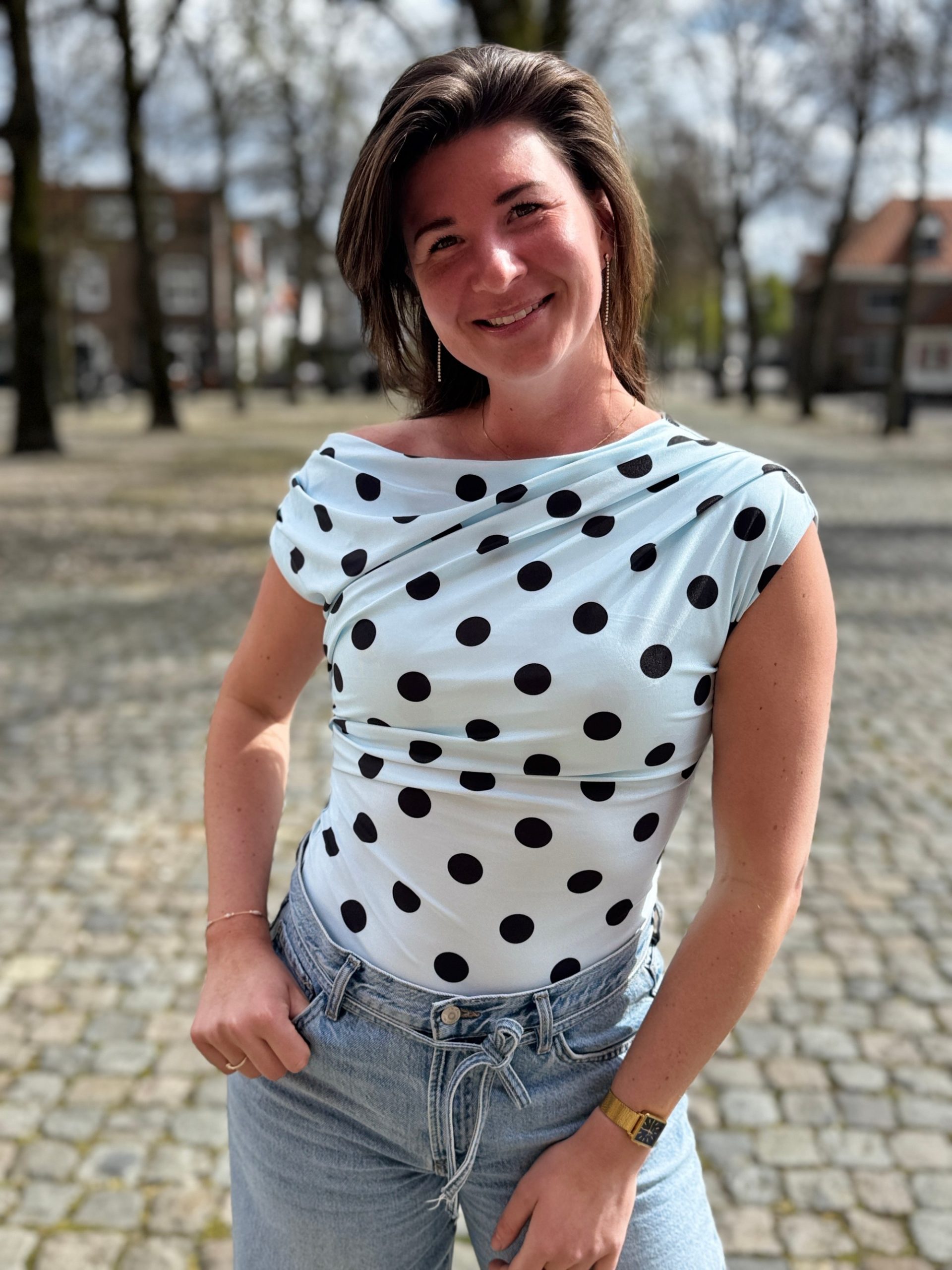 Haltertopje dots lichtblauw-zwart - Afbeelding 5