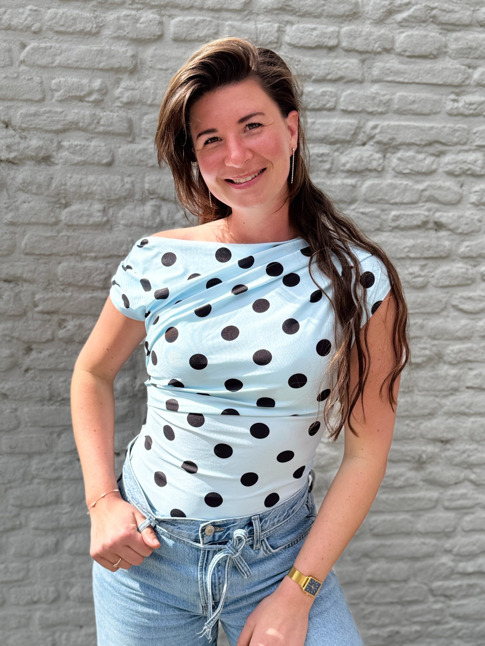 Haltertopje dots lichtblauw-zwart - Afbeelding 3