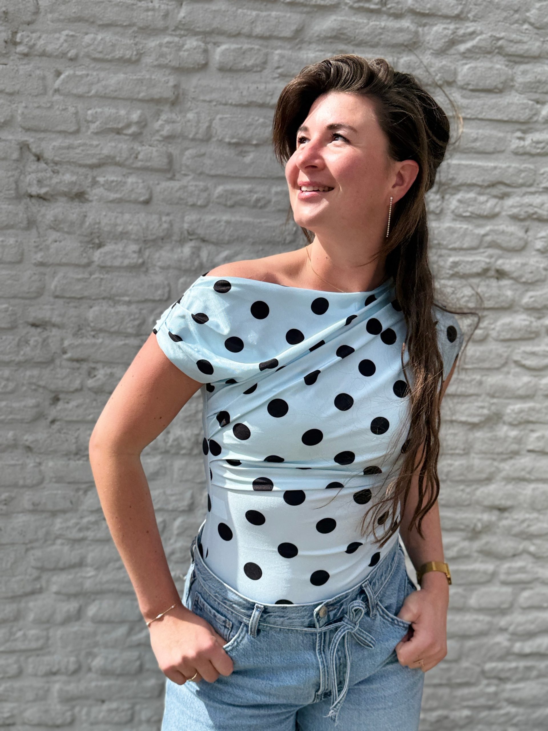 Haltertopje dots lichtblauw-zwart - Afbeelding 2