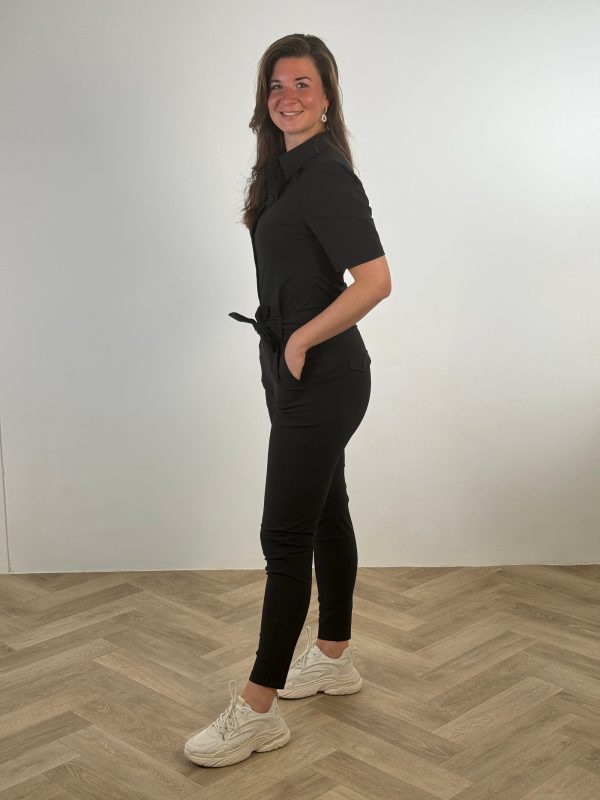 Travelstof jumpsuit Marit black - Afbeelding 5