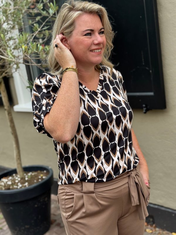 Shirtje Bianca zwart-camel - Afbeelding 4