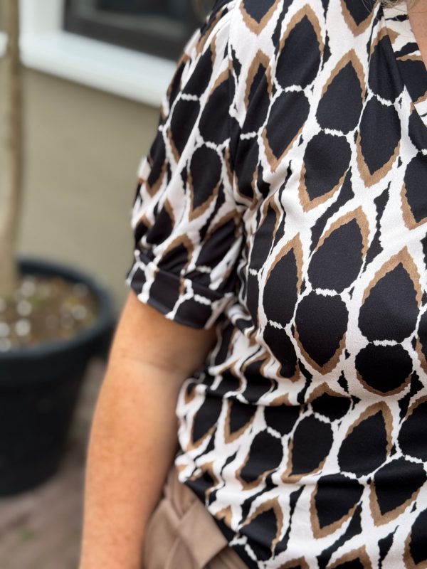 Shirtje Bianca zwart-camel - Afbeelding 3