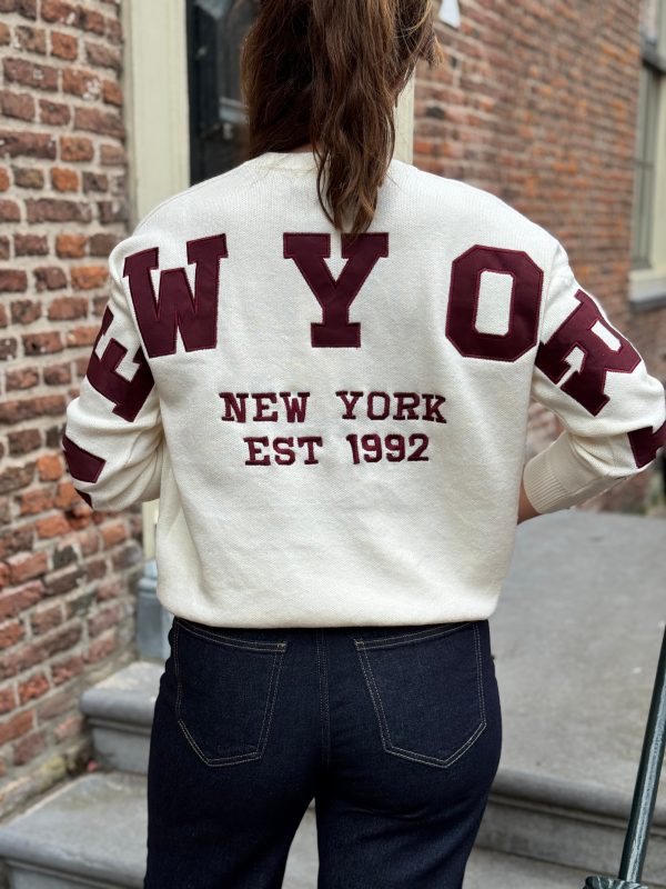 Trui NY beige/bordeaux - Afbeelding 2