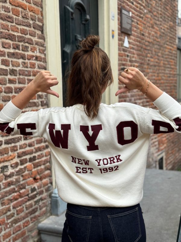 Trui NY beige/bordeaux - Afbeelding 7