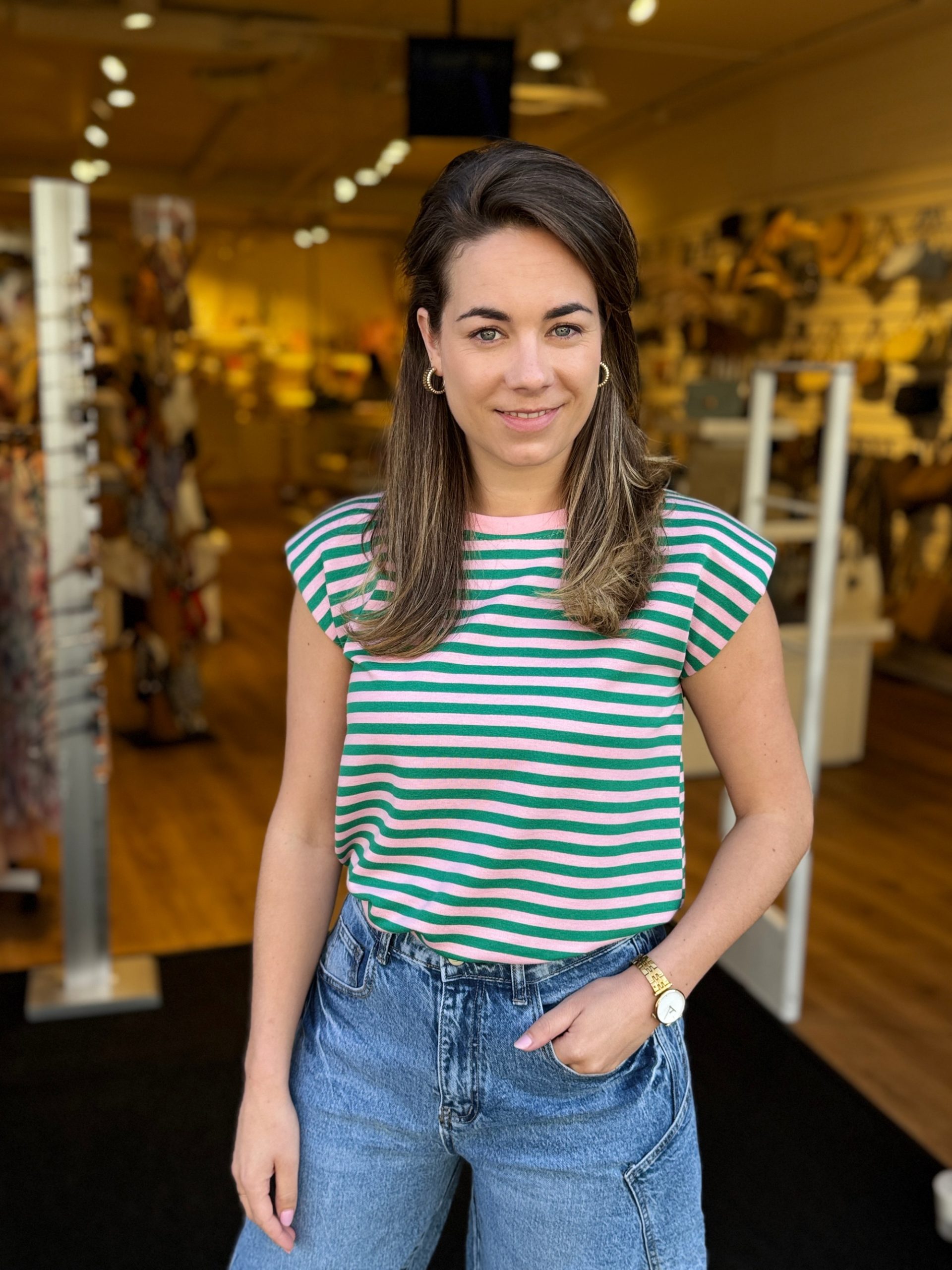 Top Fay roze/flessengroen