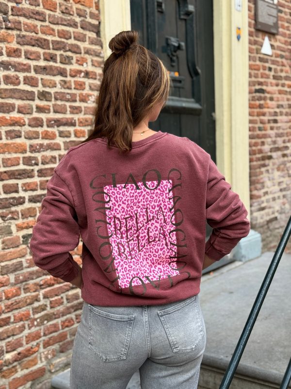 Sweater Ciao Bella washed bordeaux - Afbeelding 2