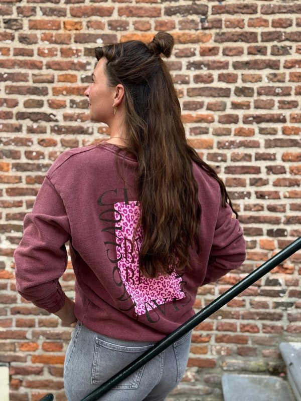Sweater Ciao Bella washed bordeaux - Afbeelding 6