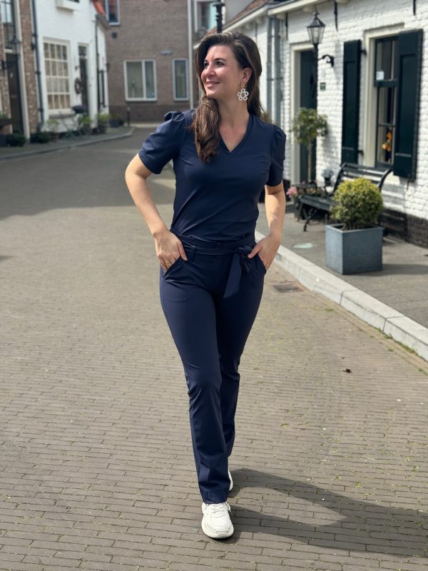 Travelstof broek Heidi flared dark blue - Afbeelding 6