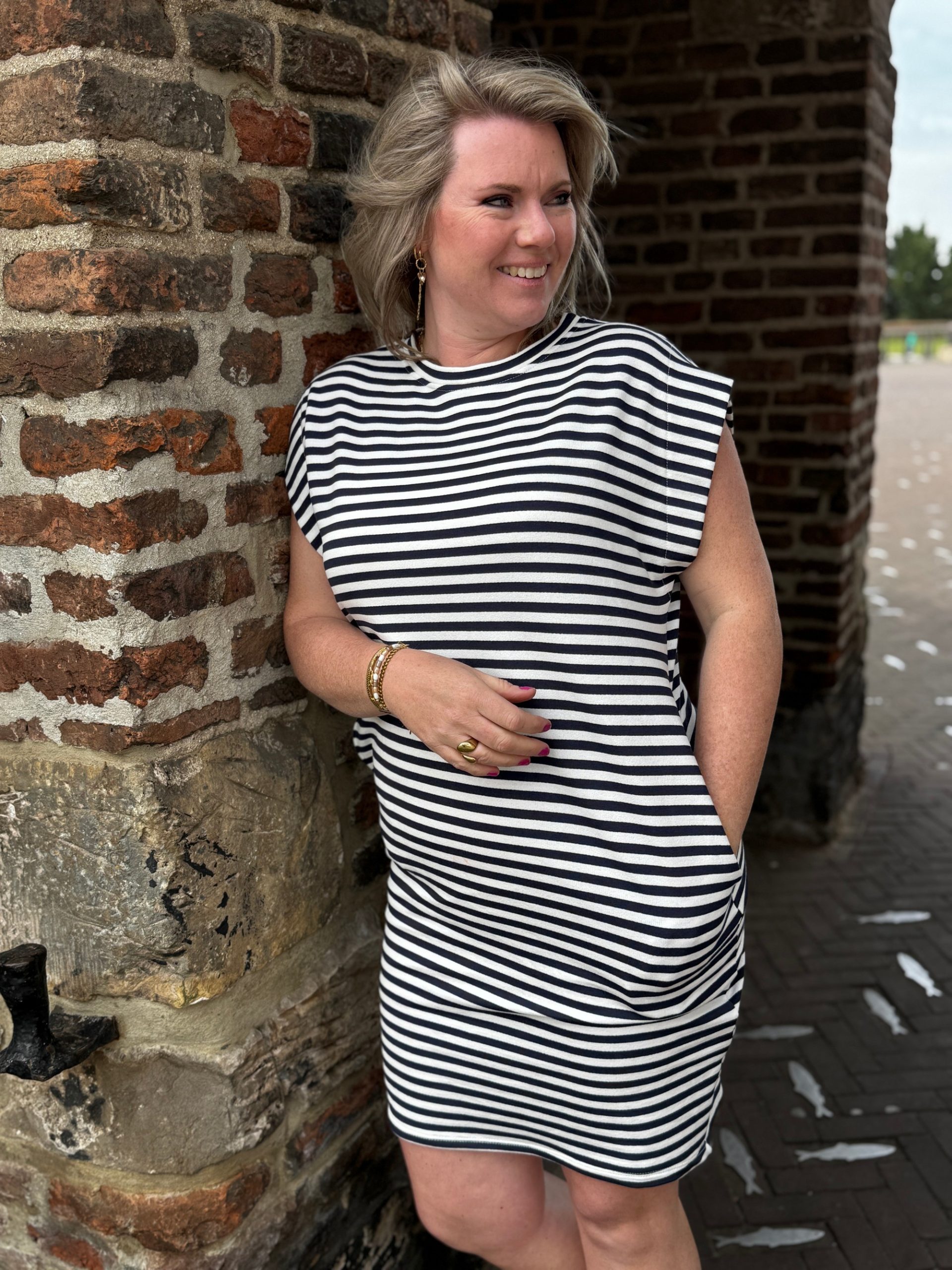 Jurkje Gitte navy/white - Afbeelding 2