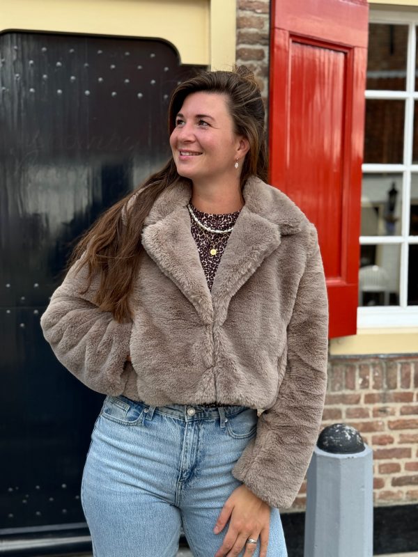 Fluffy jasje taupe - Afbeelding 7
