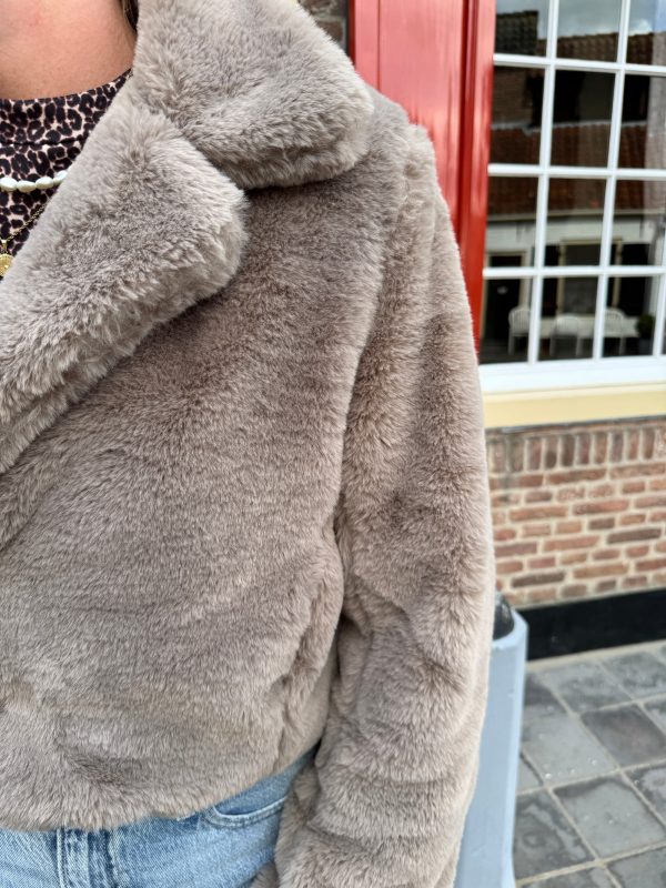 Fluffy jasje taupe - Afbeelding 6