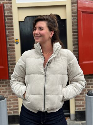 Pufferjas Mira beige curduroy