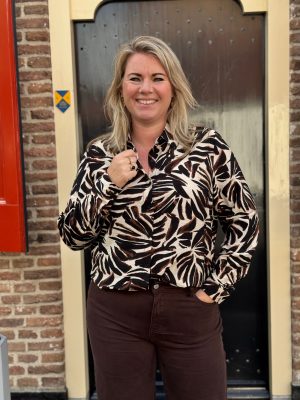 Blouse Katja zwart/camel