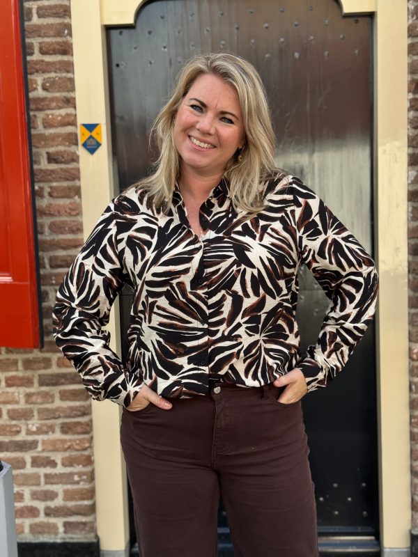 Blouse Katja zwart/camel - Afbeelding 8
