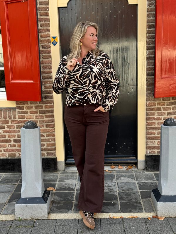 Blouse Katja zwart/camel - Afbeelding 2