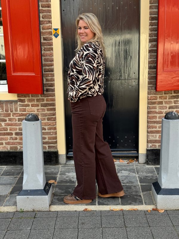 Blouse Katja zwart/camel - Afbeelding 5