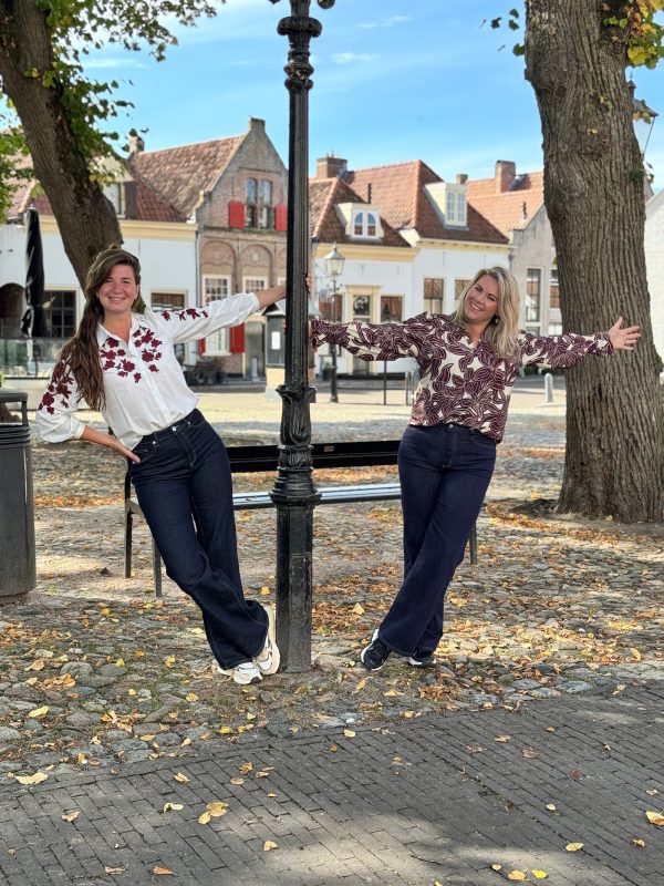 Blouse Jasmijn wit/bordeaux - Afbeelding 7