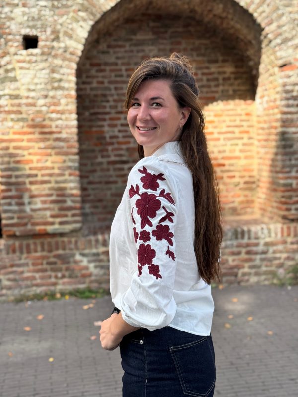 Blouse Jasmijn wit/bordeaux - Afbeelding 5