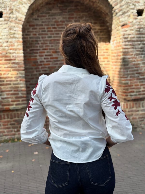 Blouse Jasmijn wit/bordeaux - Afbeelding 4