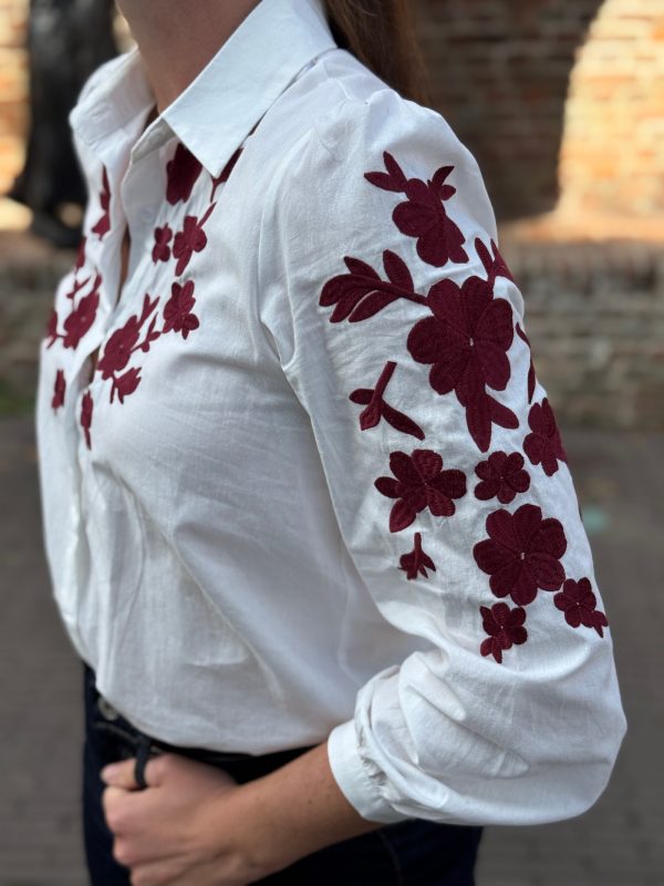 Blouse Jasmijn wit/bordeaux - Afbeelding 6