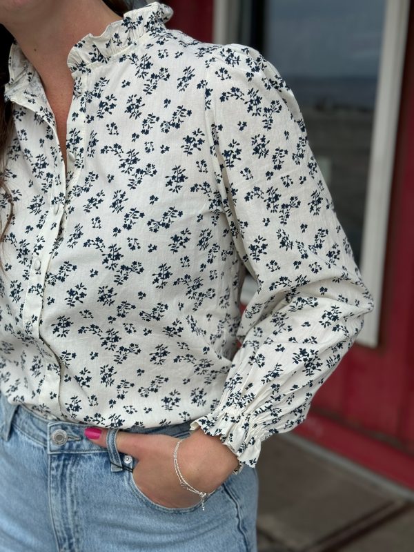 Blouse Lana wit/blauw - Afbeelding 2