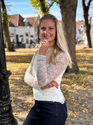 Kanten top Ava off-white