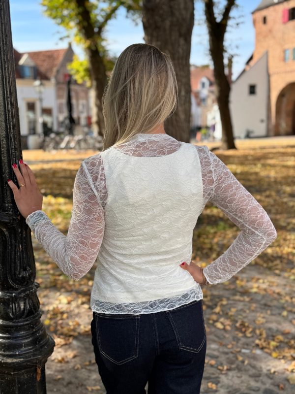 Kanten top Ava off-white - Afbeelding 4