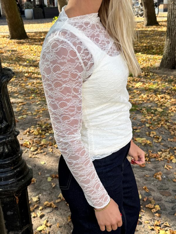 Kanten top Ava off-white - Afbeelding 3