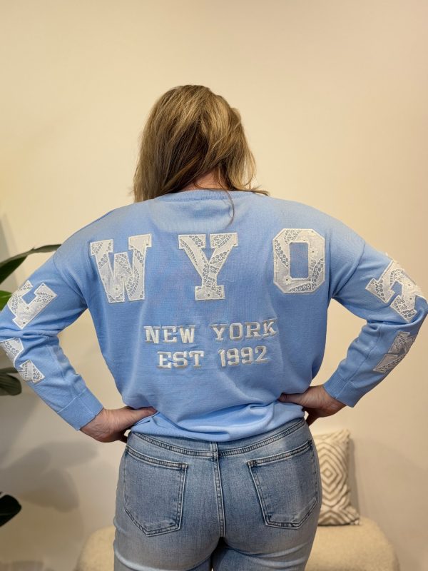 Trui New York lichtblauw/wit - Afbeelding 3