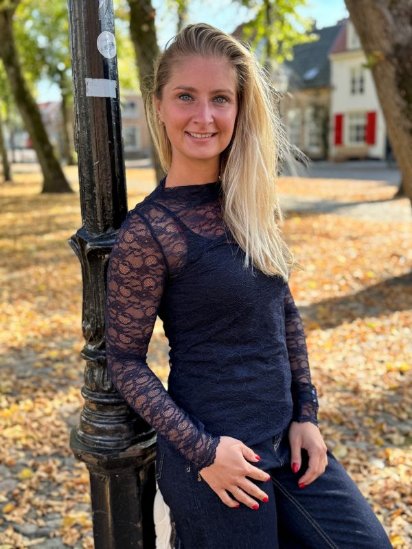 Kanten top Ava navy - Afbeelding 3