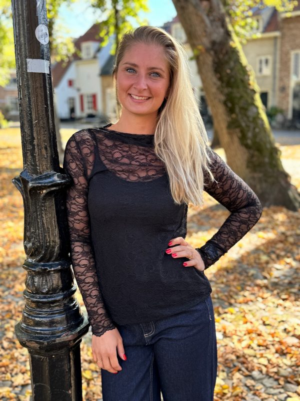 Kanten top Ava zwart