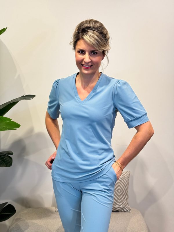 Travelstof shirt Diede smoke blue - Afbeelding 3