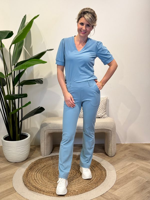 Broek Sanne smoke blue travelstof - Afbeelding 6