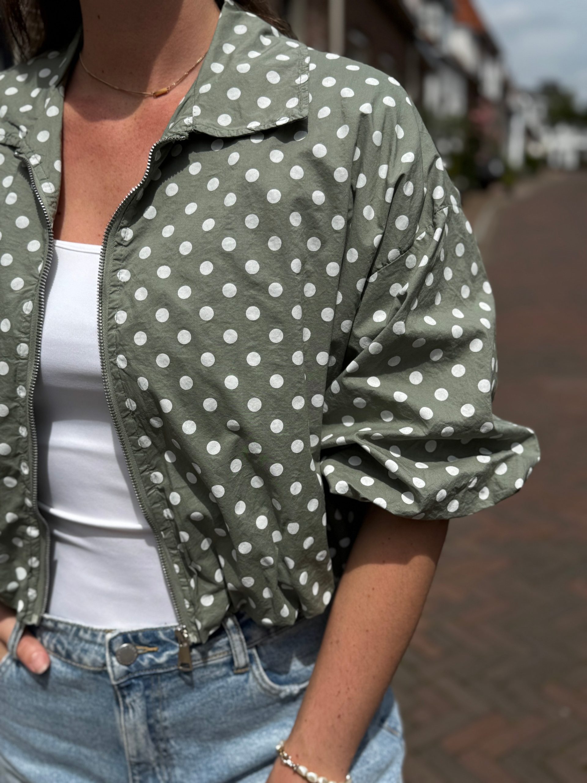 Jasje dots olive green - Afbeelding 6