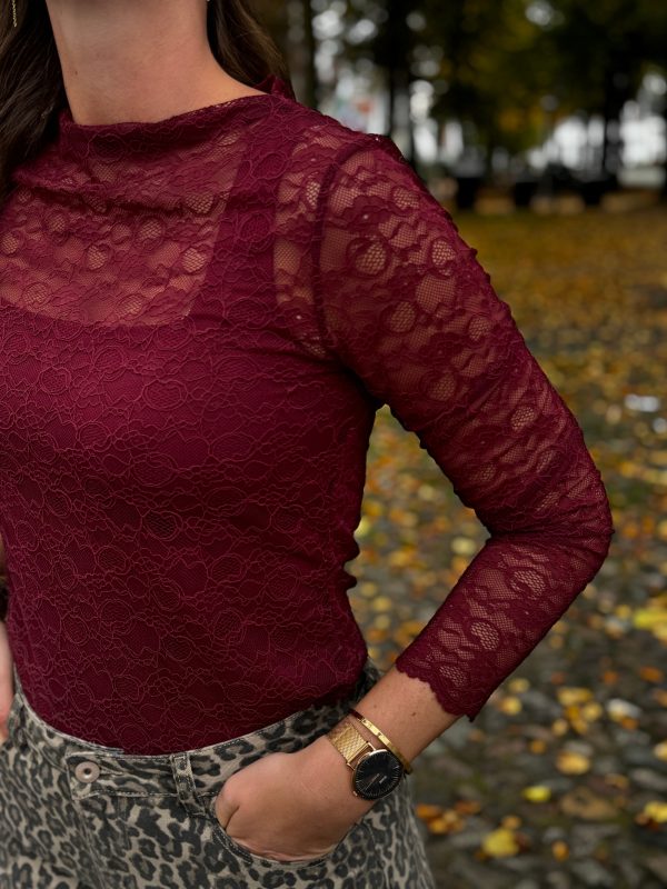 Kanten top Ava bordeaux - Afbeelding 6