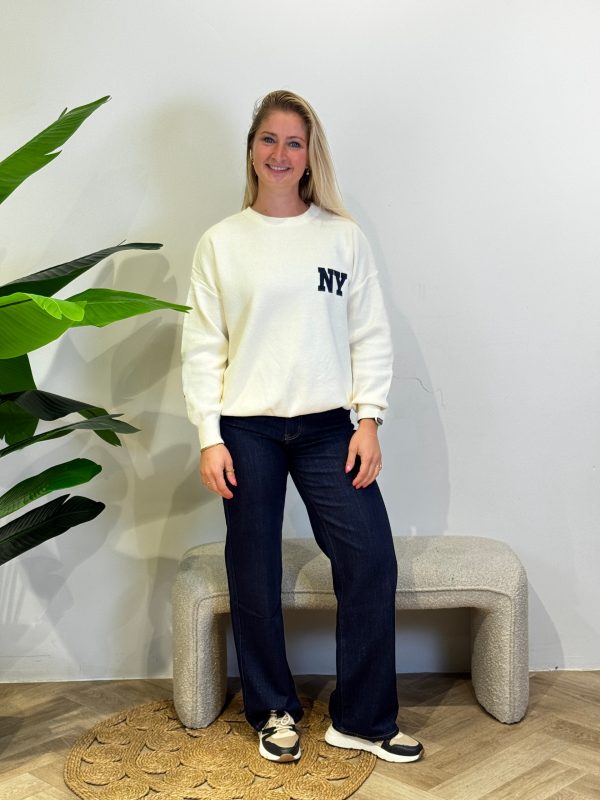 Trui NY beige navy - Afbeelding 4
