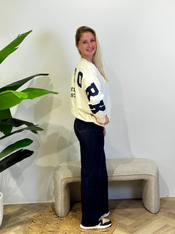 Trui NY beige navy - Afbeelding 5