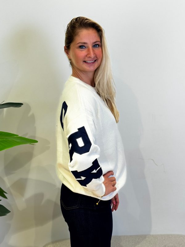 Trui NY beige navy - Afbeelding 3