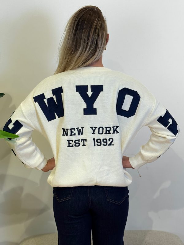 Trui NY beige navy - Afbeelding 2