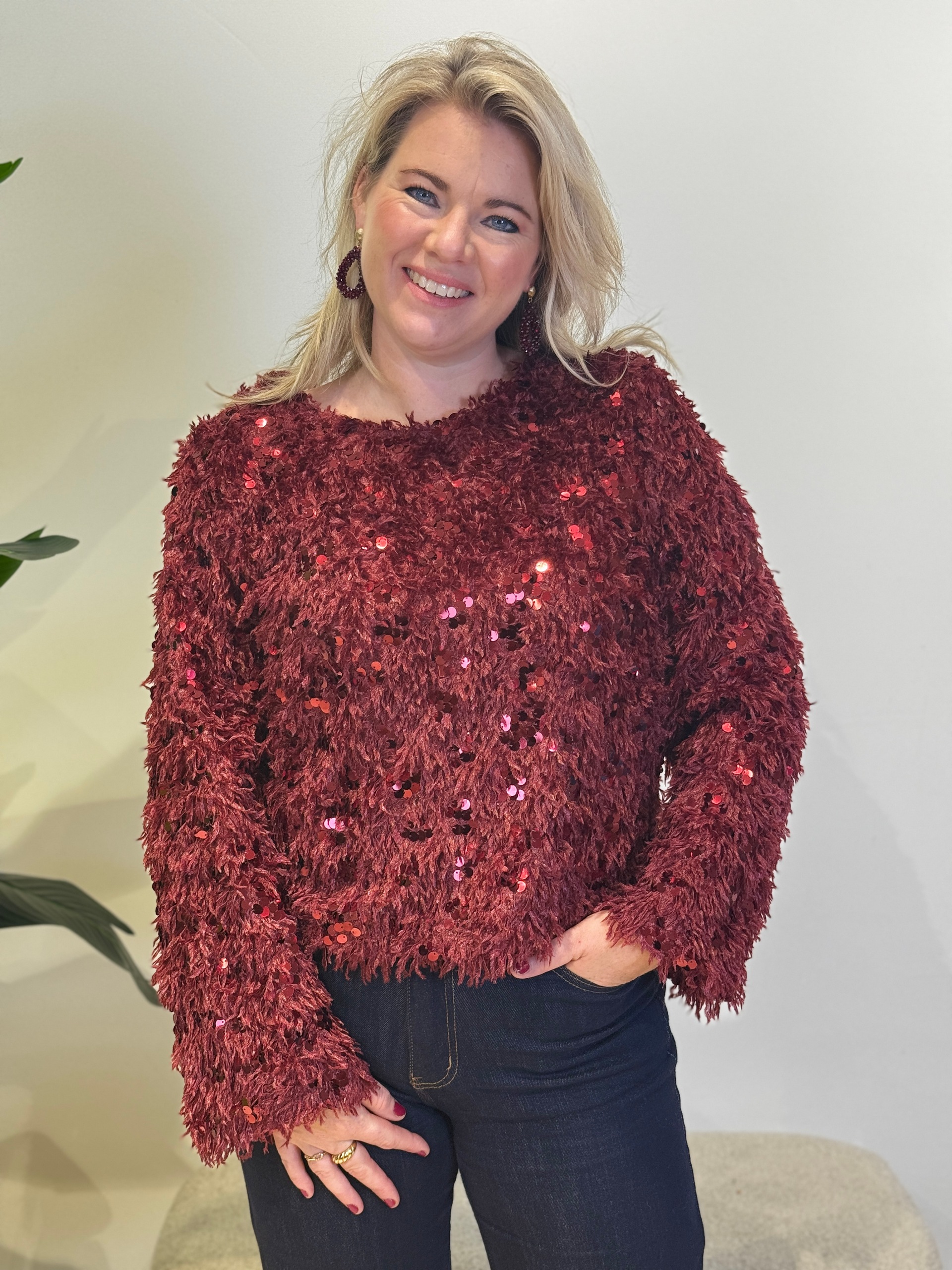 Top Jelia bordeaux paillet - Afbeelding 4