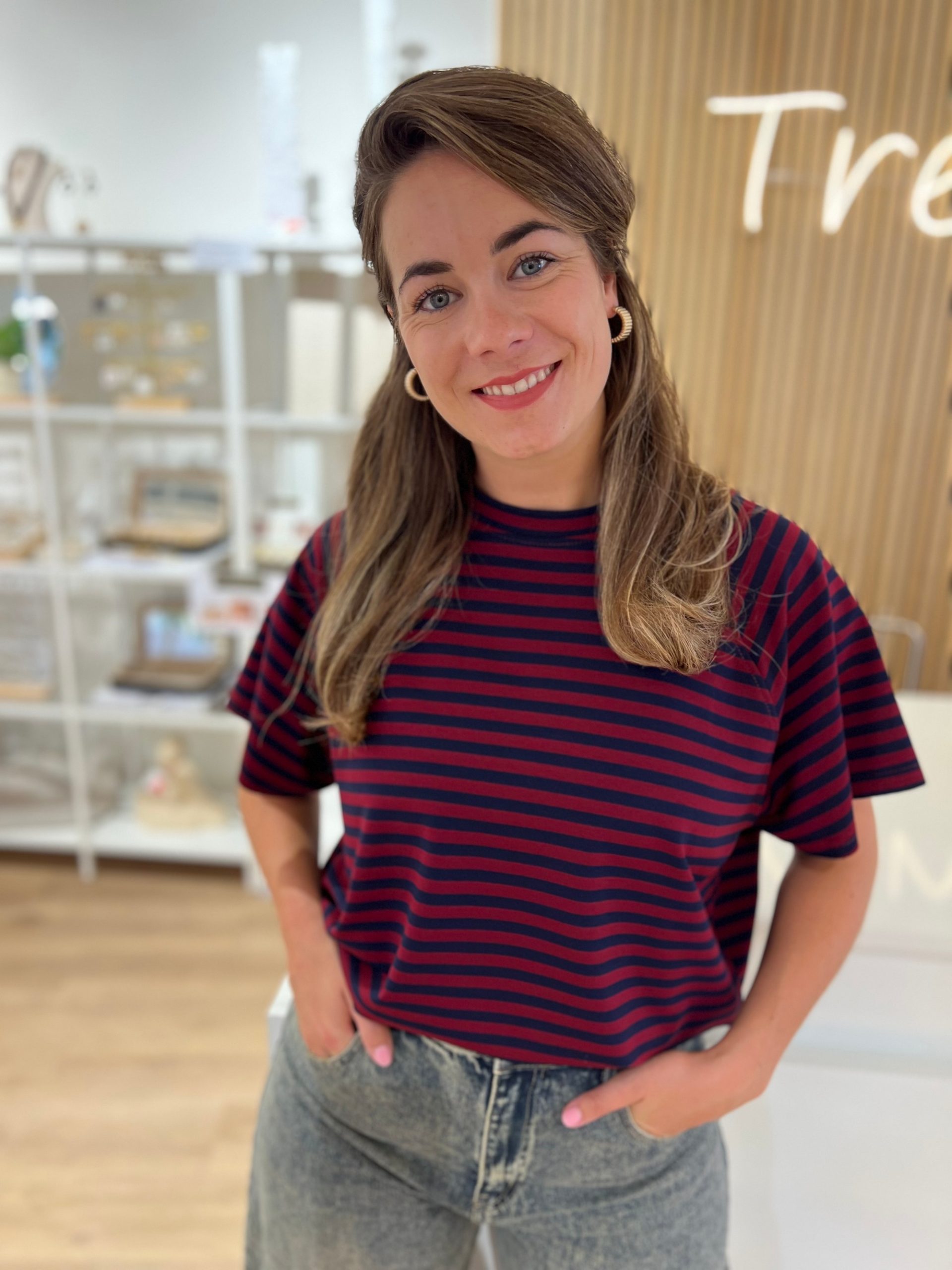 Shirtje Roos bordeaux/navy L