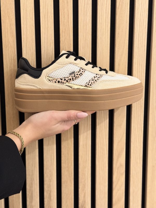 Sneakers beige/black with combination