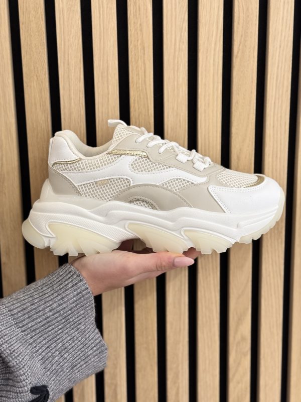 Sneakers Polly white with gold combination