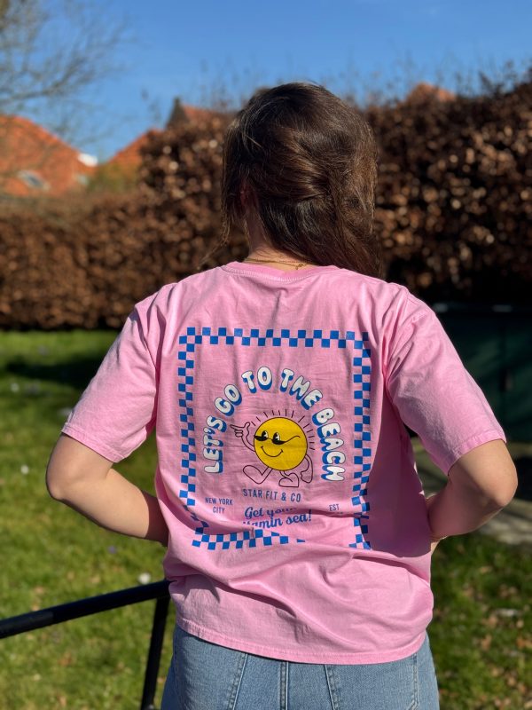 Shirtje Let's go to the beach roze - Afbeelding 2